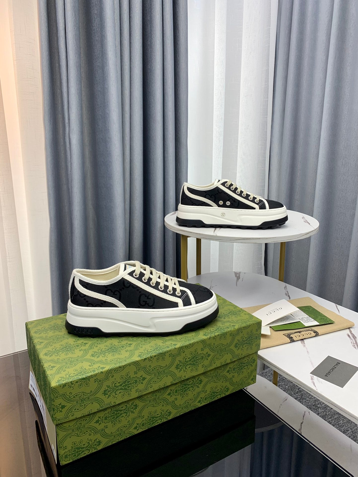 GUCCI SNEAKER FLATFORM BLACK CANVAS