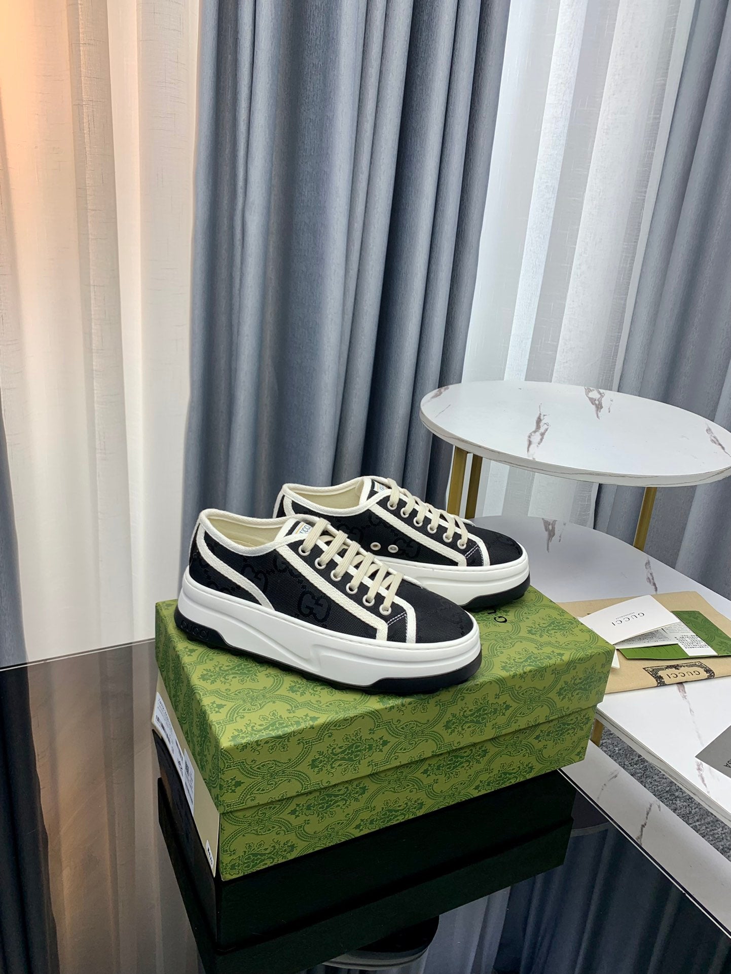 GUCCI SNEAKER FLATFORM BLACK CANVAS