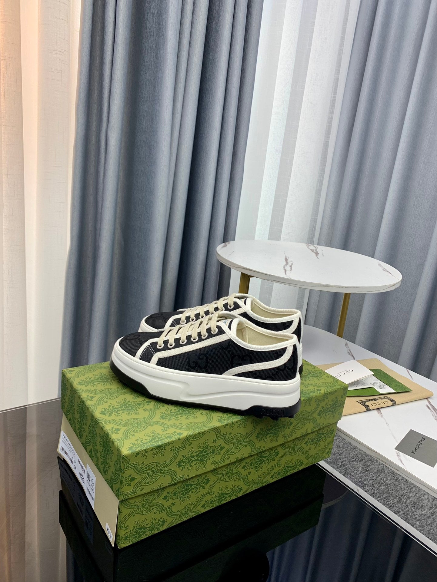 GUCCI SNEAKER FLATFORM BLACK CANVAS