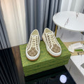GUCCI SNEAKER FLATFORM LIGHT BROWN CANVAS