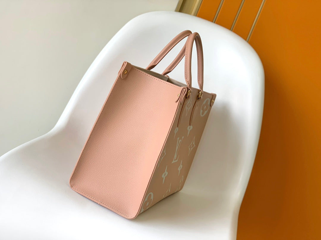 LOUIS VUITTON ONTHEGO MM 35CM LIGHT PINK WHITE