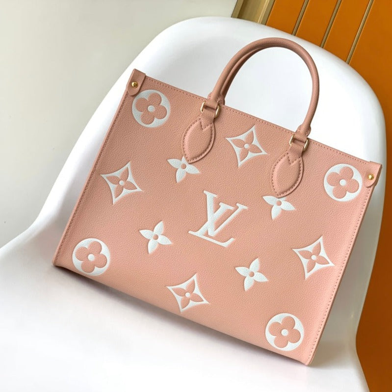 LOUIS VUITTON ONTHEGO MM 35CM LIGHT PINK WHITE