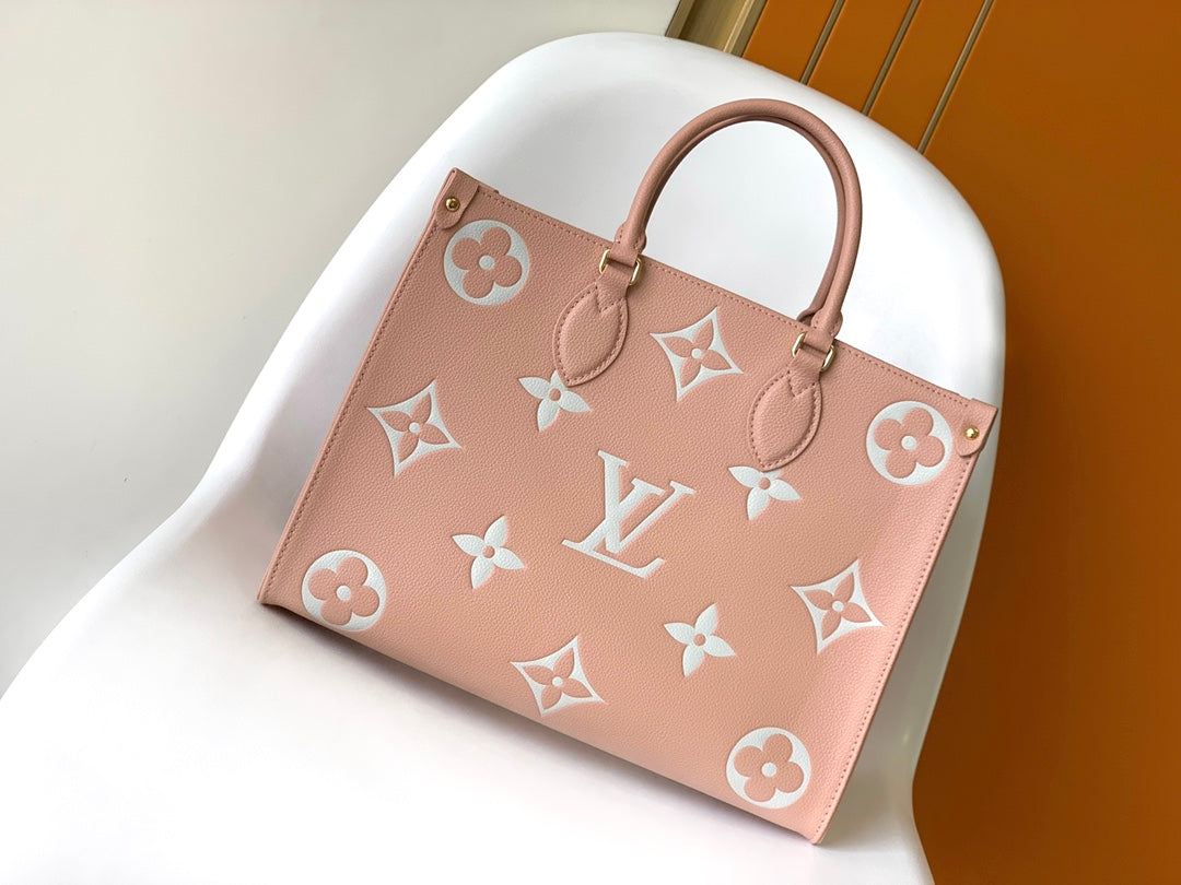 LOUIS VUITTON ONTHEGO MM 35CM LIGHT PINK WHITE