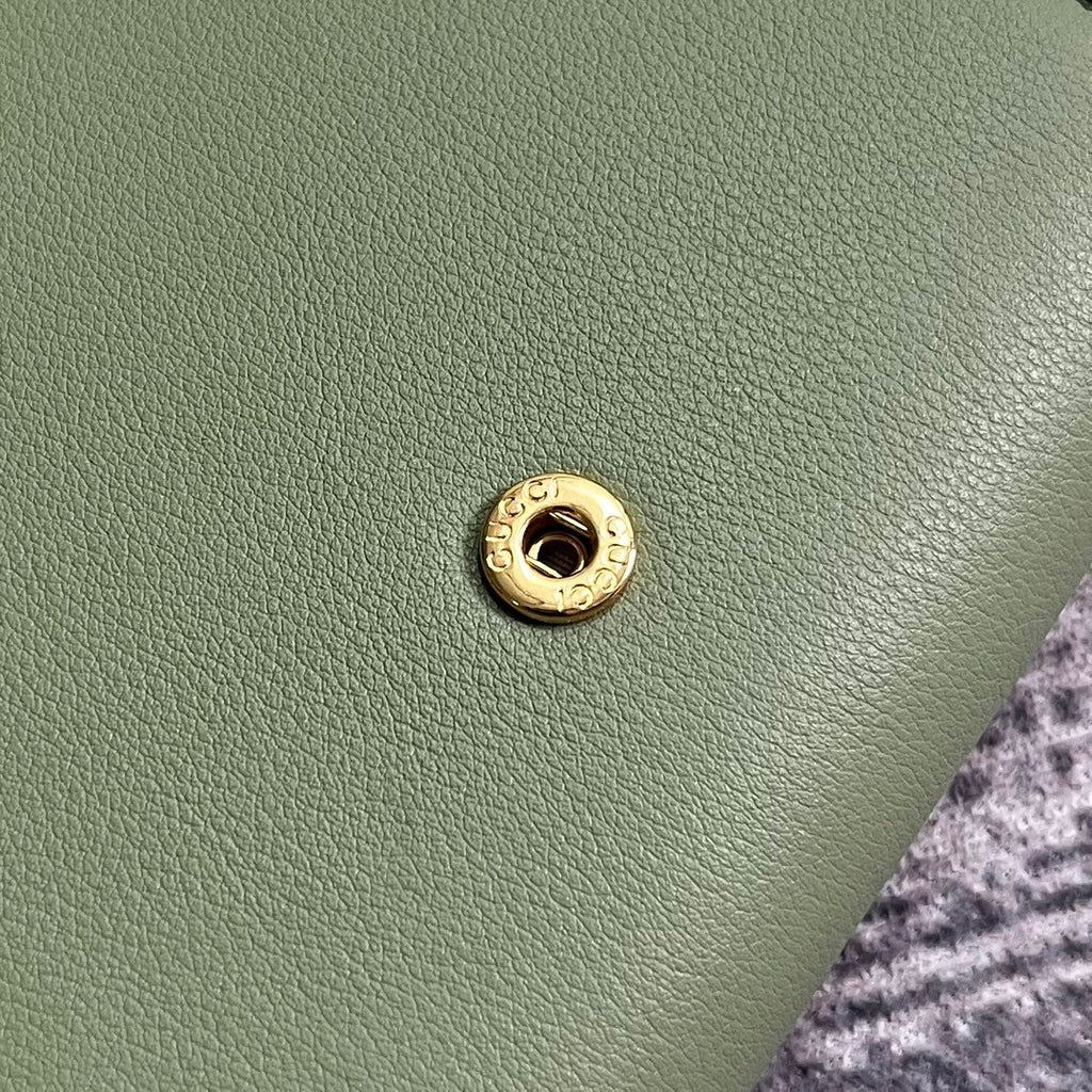 GUCCI BLONDIE INTERLOCK MINI SHOULDER BAG 12 IN GREEN CALFSKIN GOLD CHAIN
