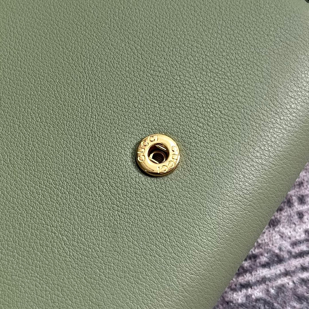 GUCCI BLONDIE INTERLOCK MINI SHOULDER BAG 12 IN GREEN CALFSKIN GOLD CHAIN