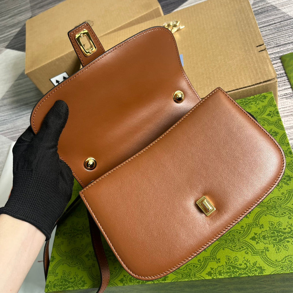 GUCCI BLONDIE 23 TOP-HANDLE BAG CINNAMON BROWN CALFSKIN