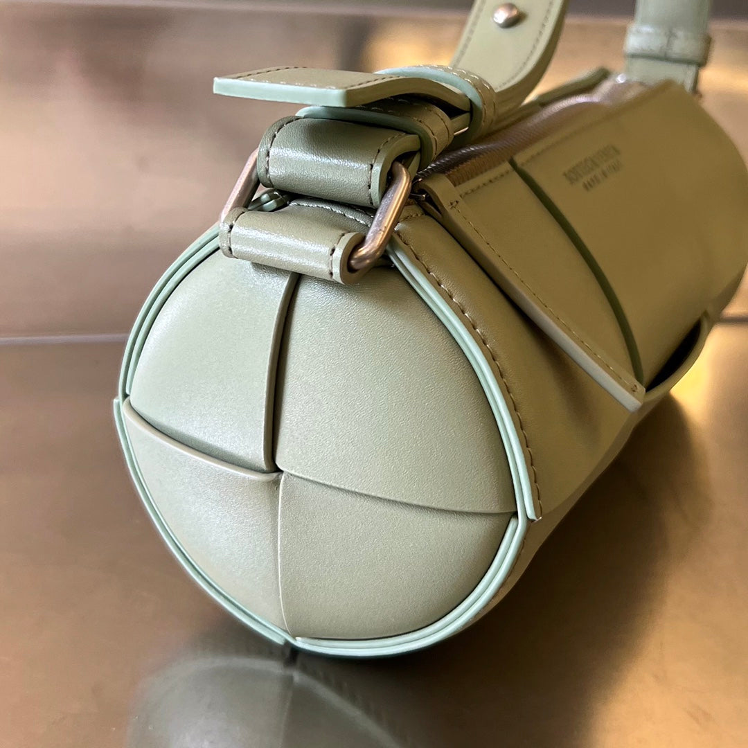 BOTTEGA VENETA SMALL CYLINDER CASSETTE 21 IN TRAVERTINE CALFSKIN