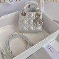 DIOR MICRO LADY 12 BAG IN SILVER LAMBSKIN