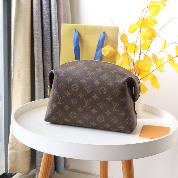 LOUIS VUITTON COSMETIC BAG 27 IN BROWN MONOGRAM COATED CANVAS