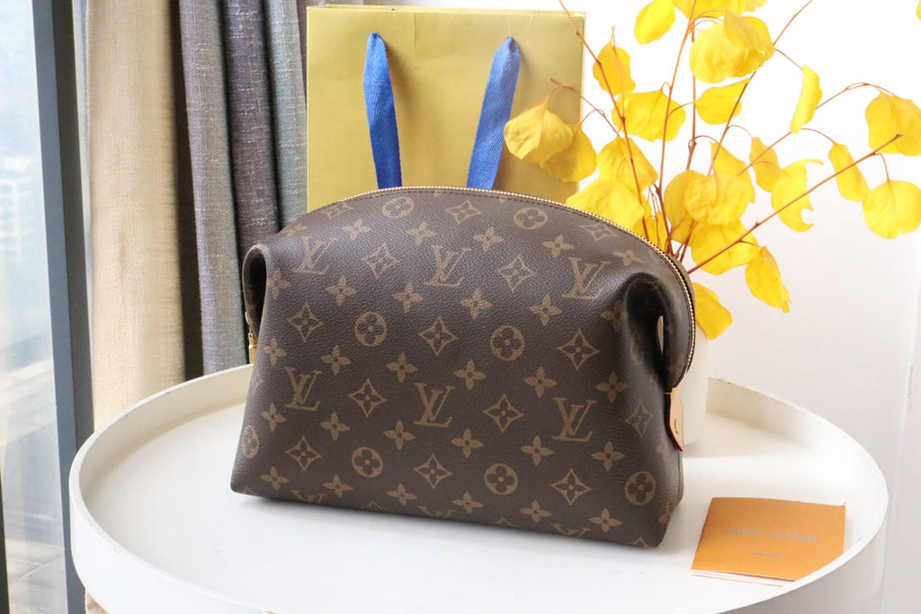 LOUIS VUITTON COSMETIC BAG 27 IN BROWN MONOGRAM COATED CANVAS