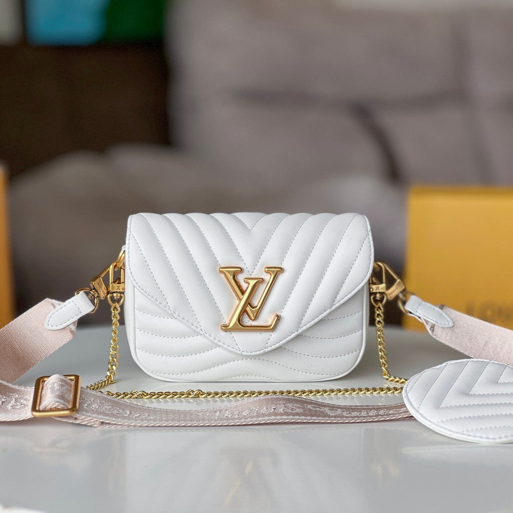 LOUIS VUITTON LV 25S WAVE MULTI POCHETTE 19 IN WHITE CALFSKIN GOLD HARDWARE
