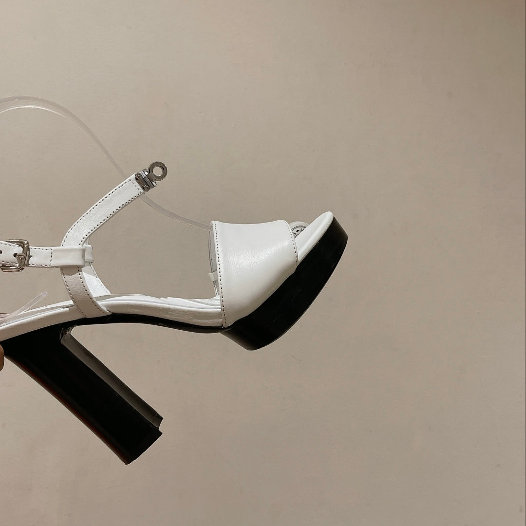 HERMES GLAM SANDAL 110 WHITE LAMBSKIN