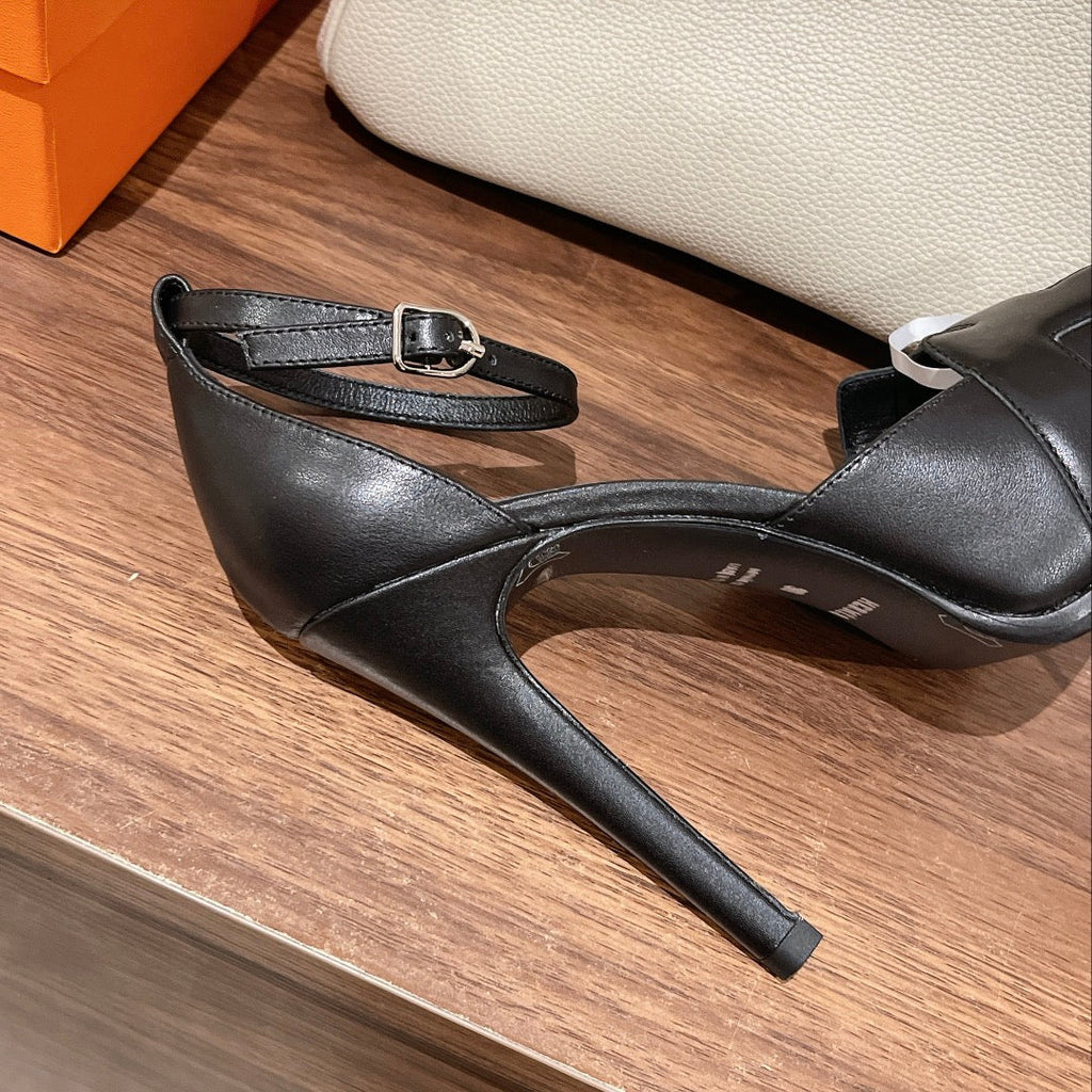 HERMES H - CLASSIC SANDAL 125 BLACK LAMBSKIN