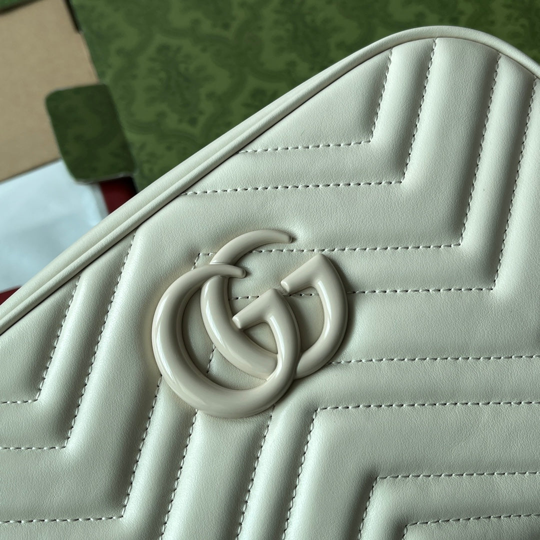GUCCI MARMONT SHOULDER BAG 24 IN WHITE CALFSKIN