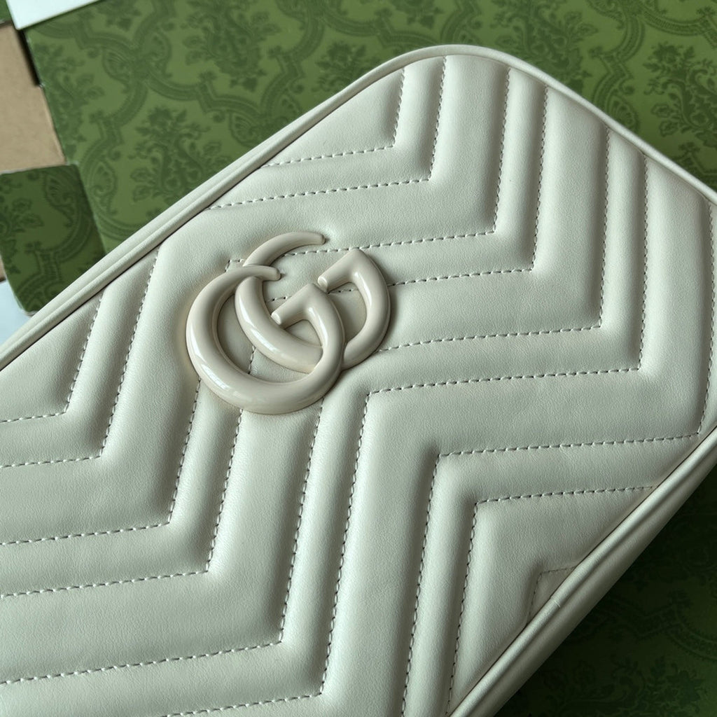 GUCCI MARMONT SHOULDER BAG 24 IN WHITE CALFSKIN