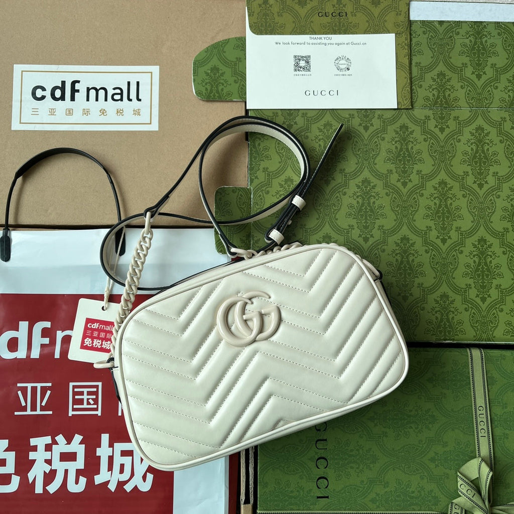 GUCCI MARMONT SHOULDER BAG 24 IN WHITE CALFSKIN