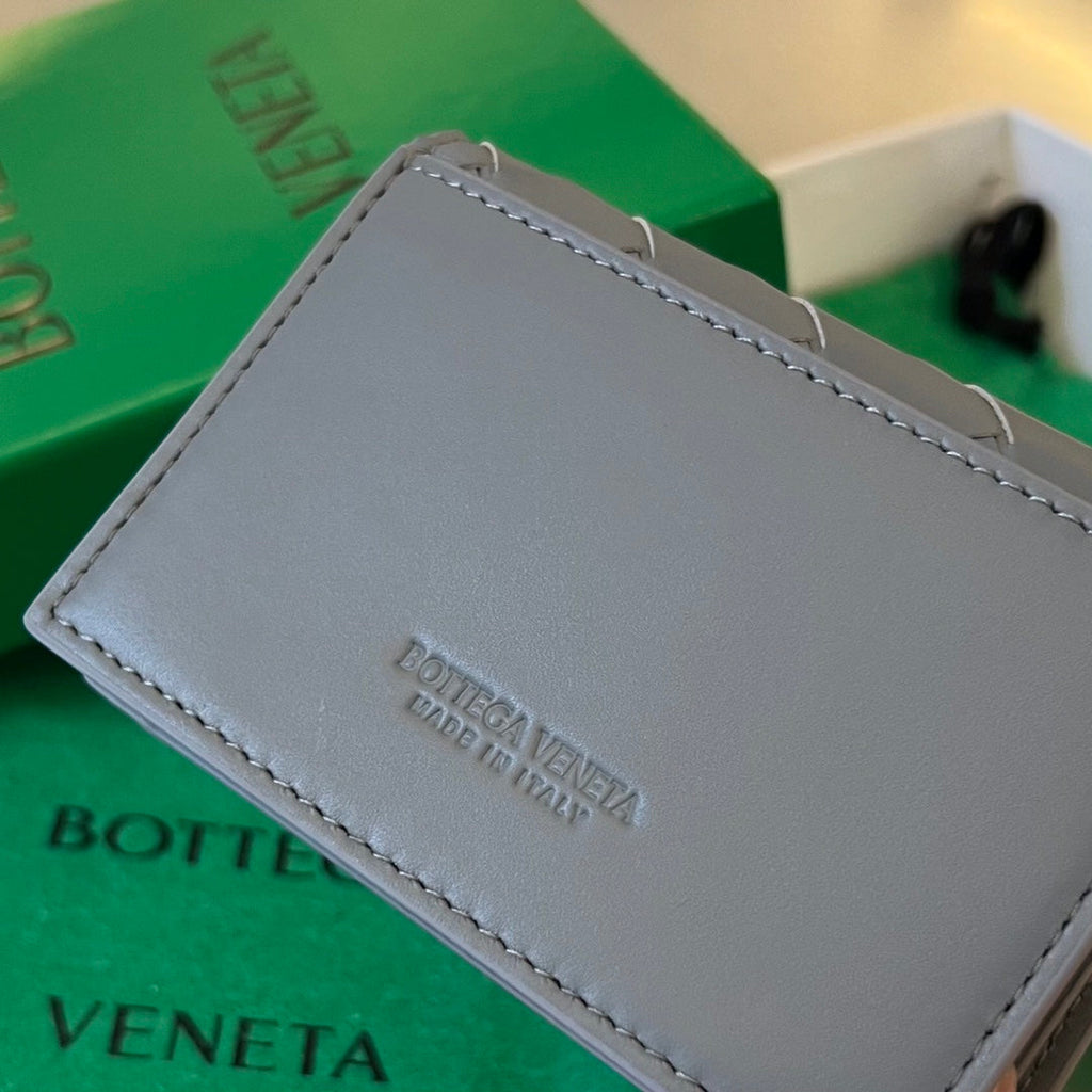 BOTTEGA VENETA INTRECCIATO BUSINESS 11 GRAY CALFSKIN CARD CASE