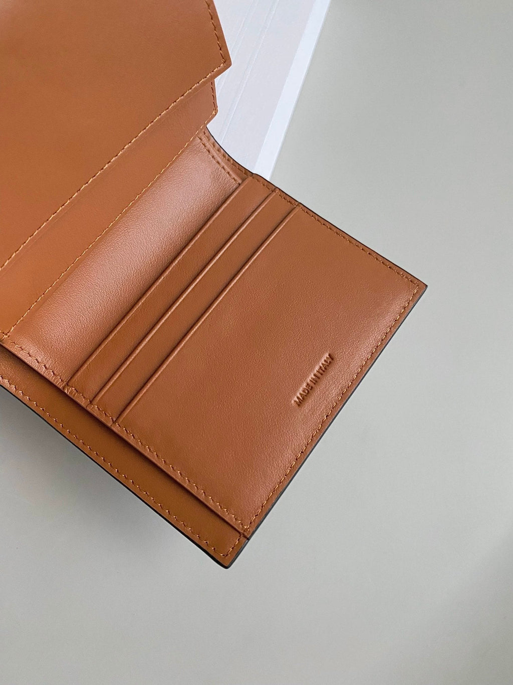CELINE TRIPHOME 10 TRIFOLD WALLET CALFSKIN OLD FLOWER BROWN