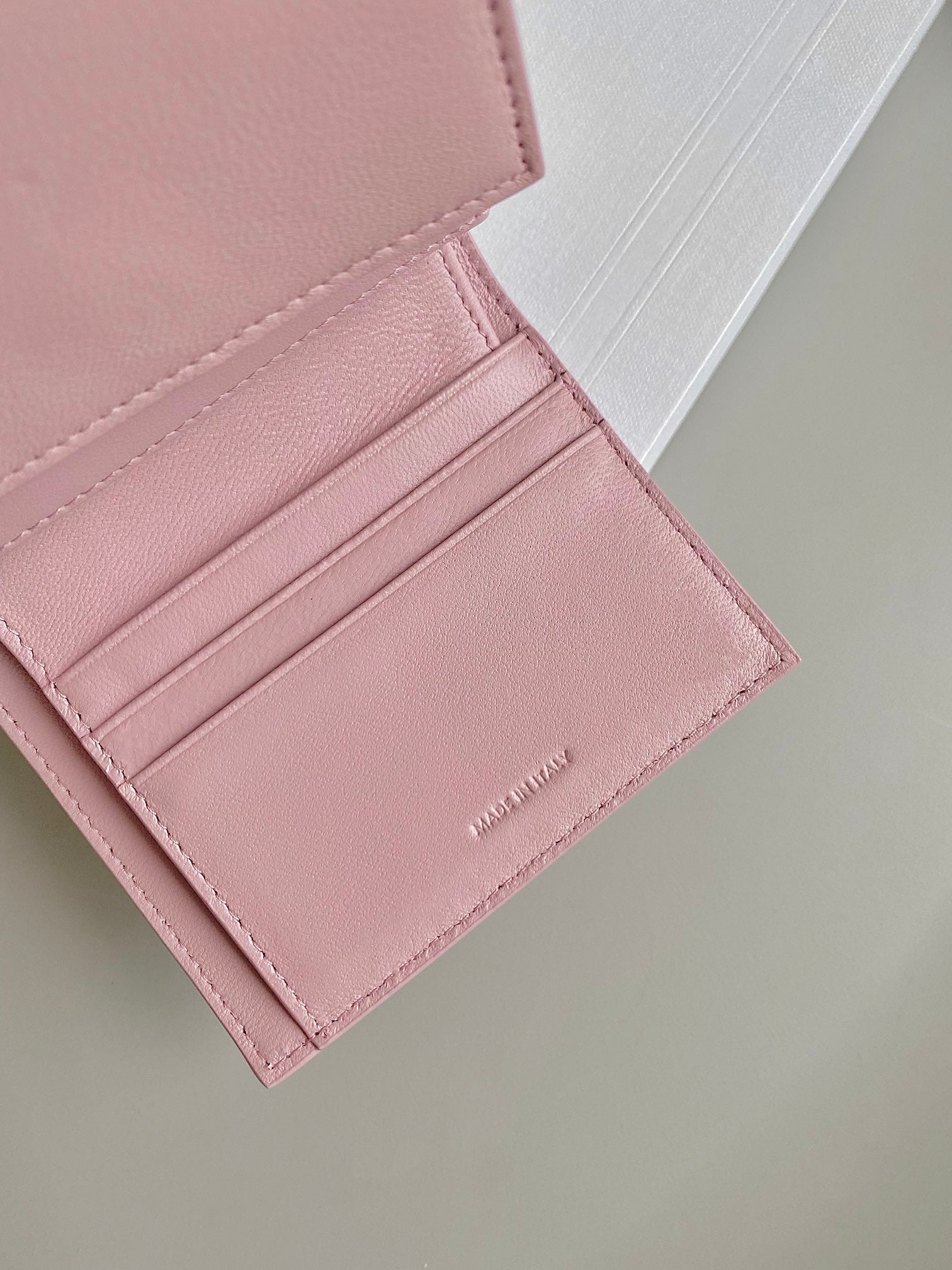 CELINE TRIPHOME 10 TRIFOLD WALLET CALFSKIN PINK PASTEL