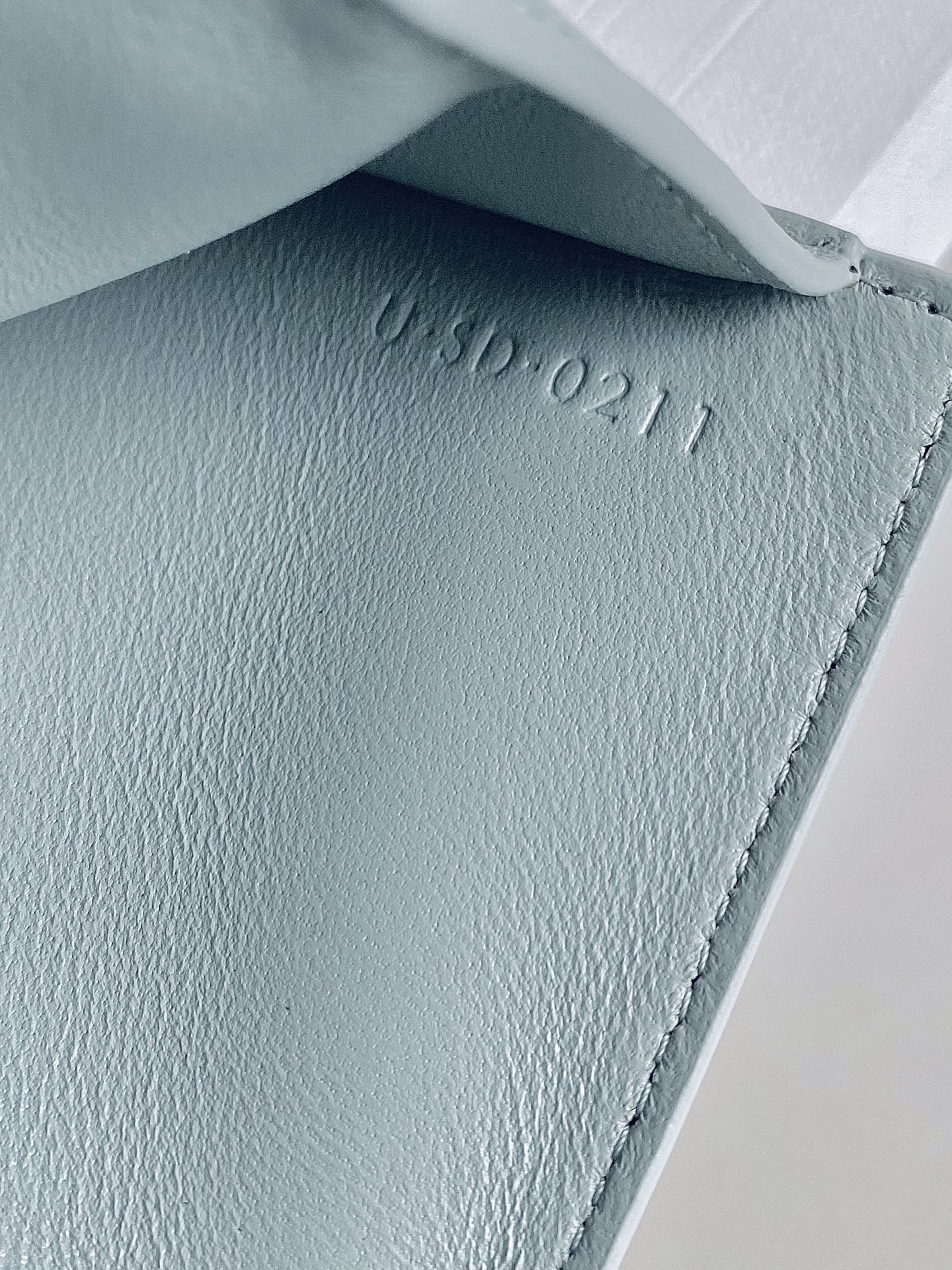 CELINE TRIPHOME 10 TRIFOLD WALLET CALFSKIN BLUE PASTEL
