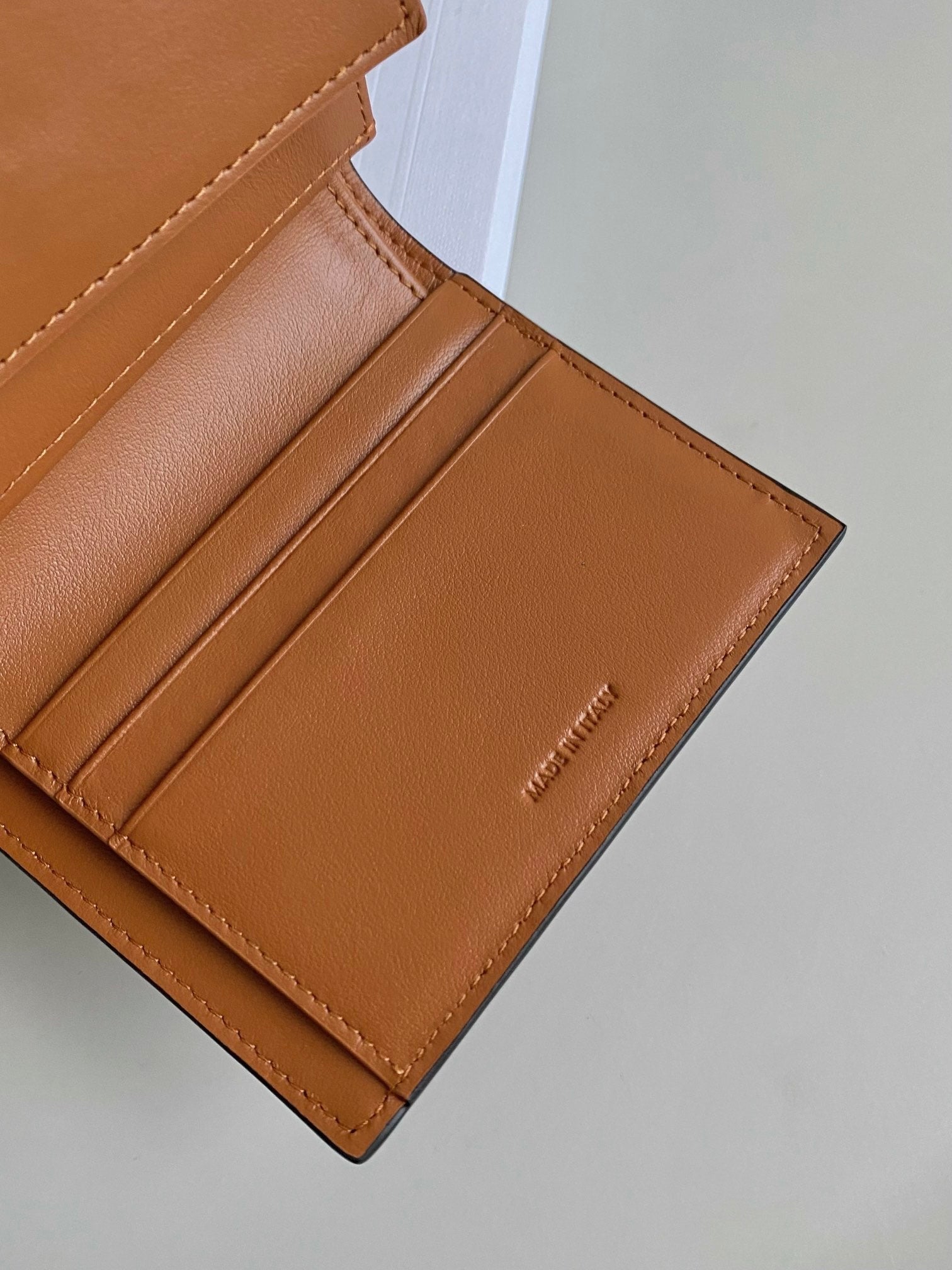 CELINE TRIPHOME 10 TRIFOLD WALLET CALFSKIN CINNAMON BROWN