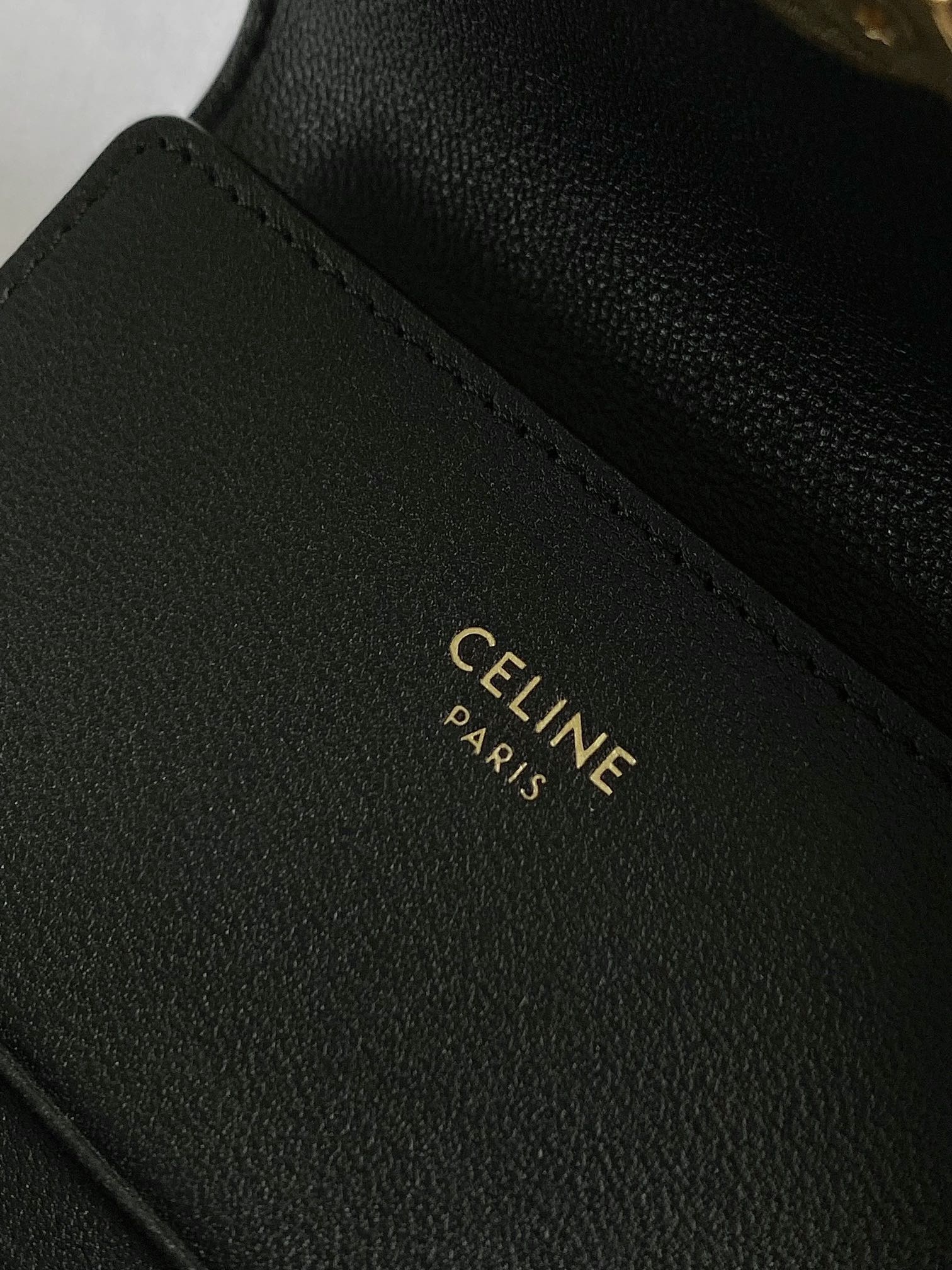 CELINE TRIOMPHE 9 WALLET TWO-IN-ONE BLACK CALFSKIN