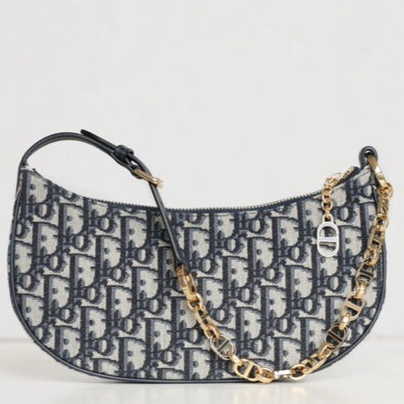 DIOR CD LOUNGE 26 BAG IN BLUE OBLIQUE JACQUARD