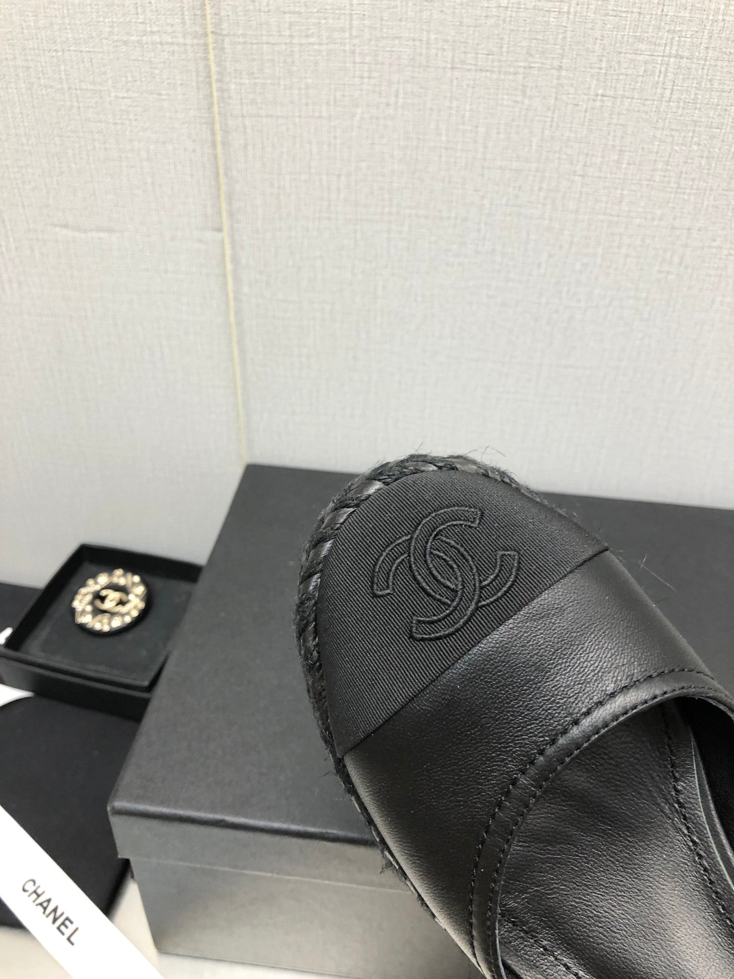 CHANEL MARY JANE WEDGE BLACK LAMBSKIN