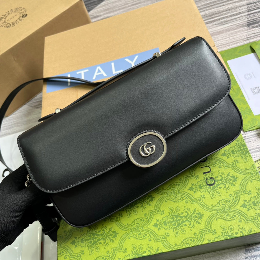 GUCCI SMALL 27 HANDBAG IN BLACK CALFSKIN