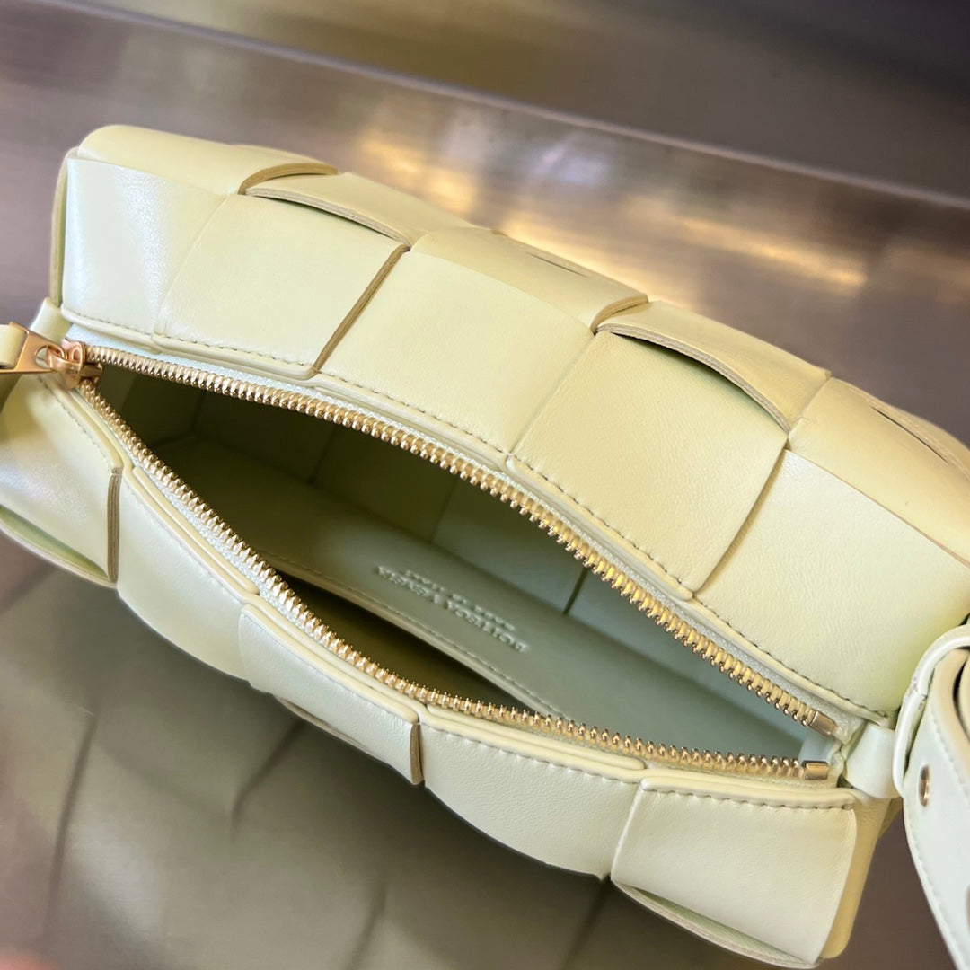BOTTEGA VENETA BRICK CASSETTE 28 IN PASTEL YELLOW CALFSKIN