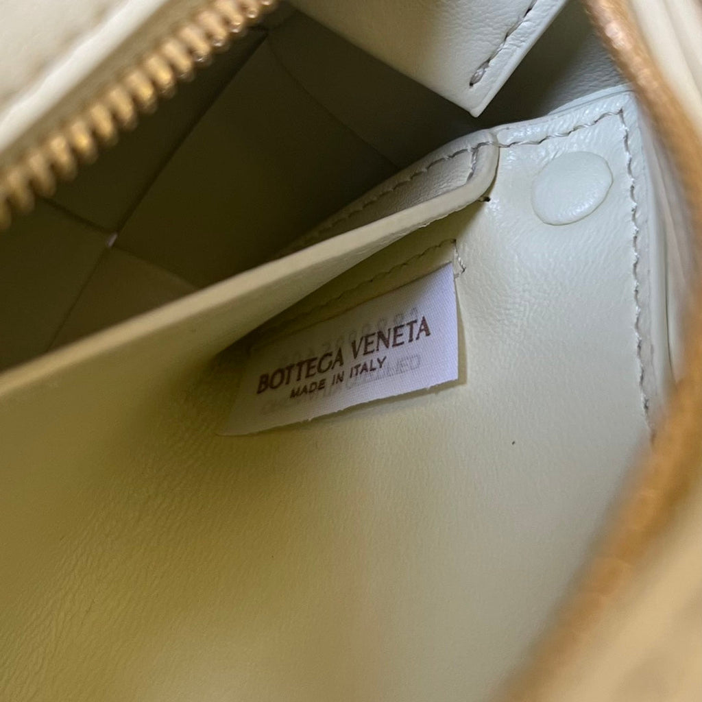 BOTTEGA VENETA BRICK CASSETTE 28 IN PASTEL YELLOW CALFSKIN