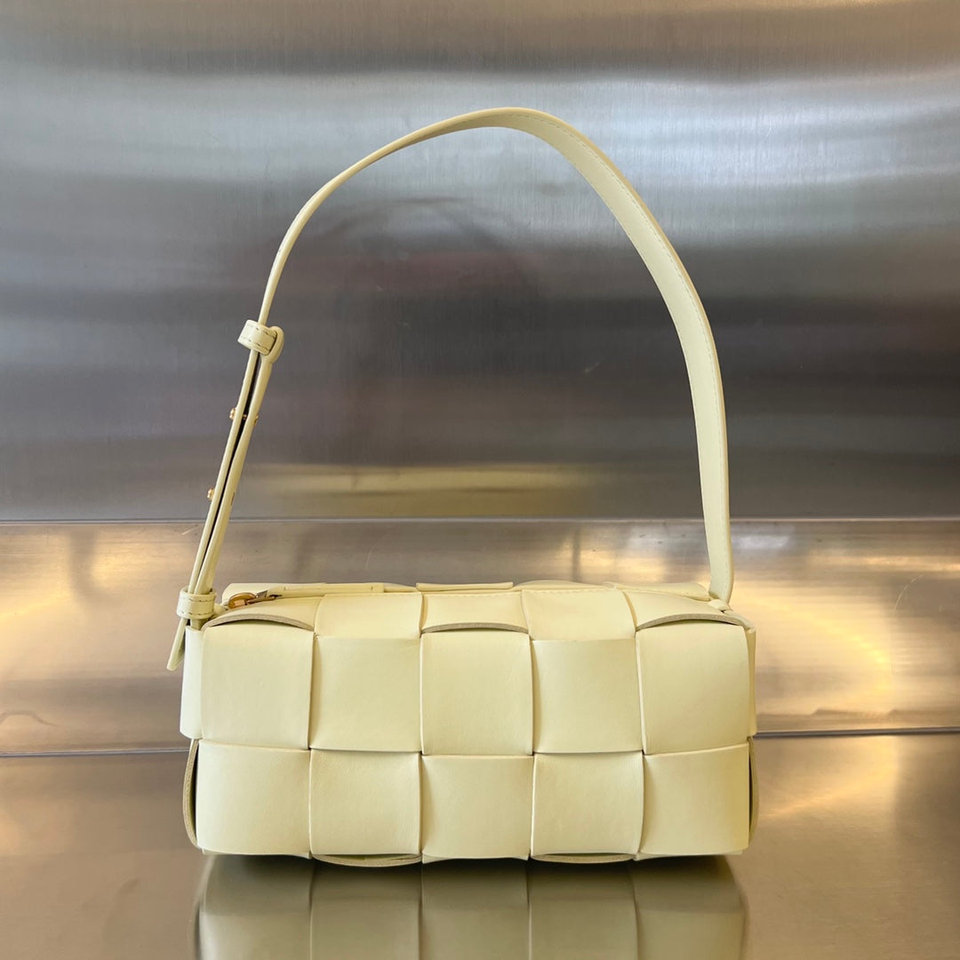 BOTTEGA VENETA BRICK CASSETTE 28 IN PASTEL YELLOW CALFSKIN