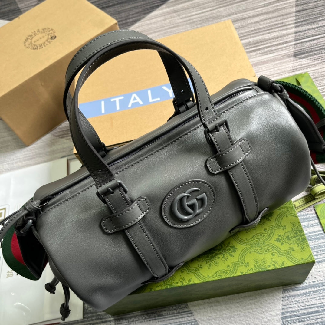 GUCCI SMALL 28 DUFFLE BAG IN BLACK SOLF CALFSKIN