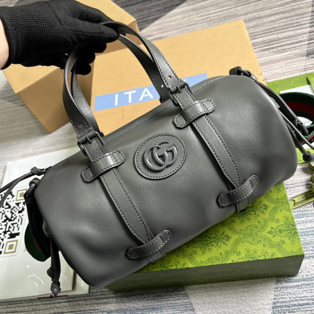 GUCCI SMALL 28 DUFFLE BAG IN BLACK SOLF CALFSKIN