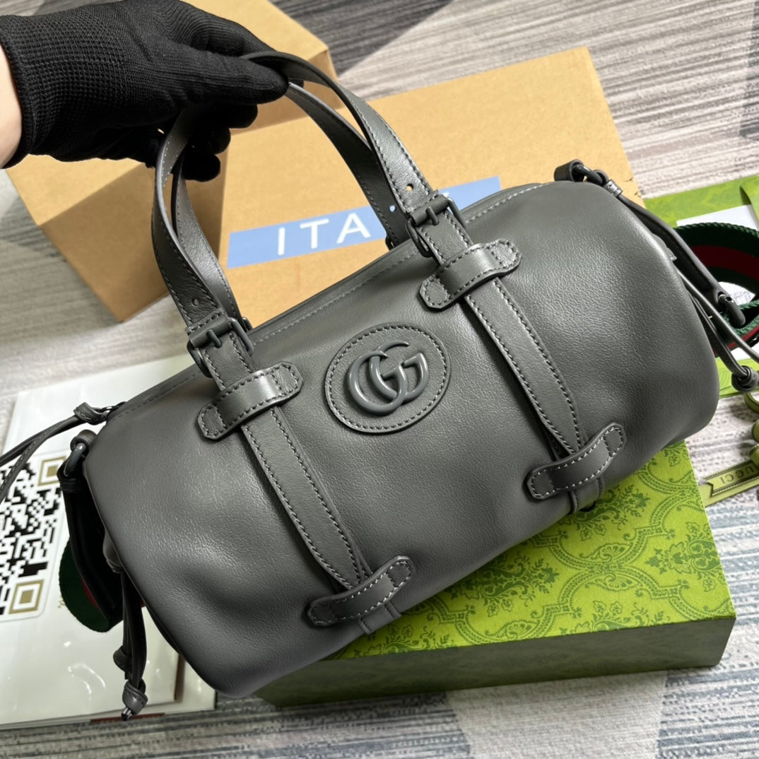 GUCCI SMALL 28 DUFFLE BAG IN BLACK SOLF CALFSKIN