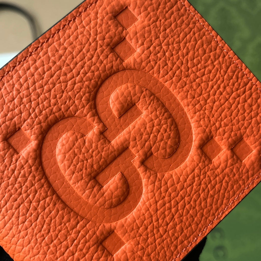 GUCCI WALLET 11 IN ORANGE EMBOSSED CALFSKIN