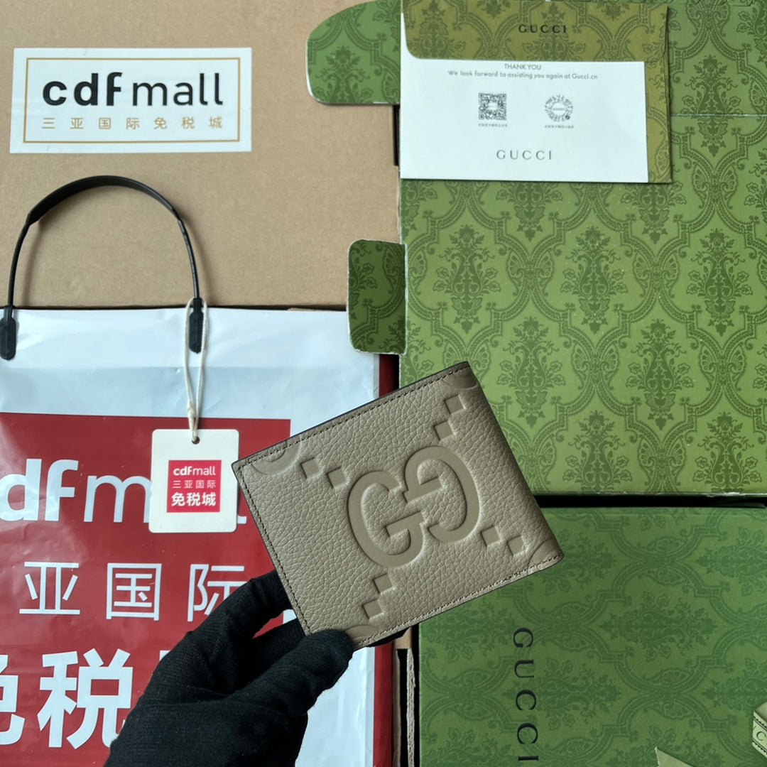 GUCCI WALLET 11 IN MOSS GREEN EMBOSSED CALFSKIN