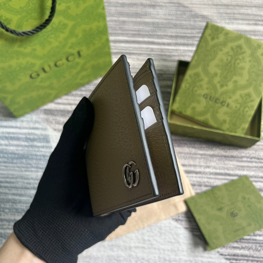 GUCCI MARMONT 11 BIFOLD WALLET IN MOCHA BROWN CALFSKIN