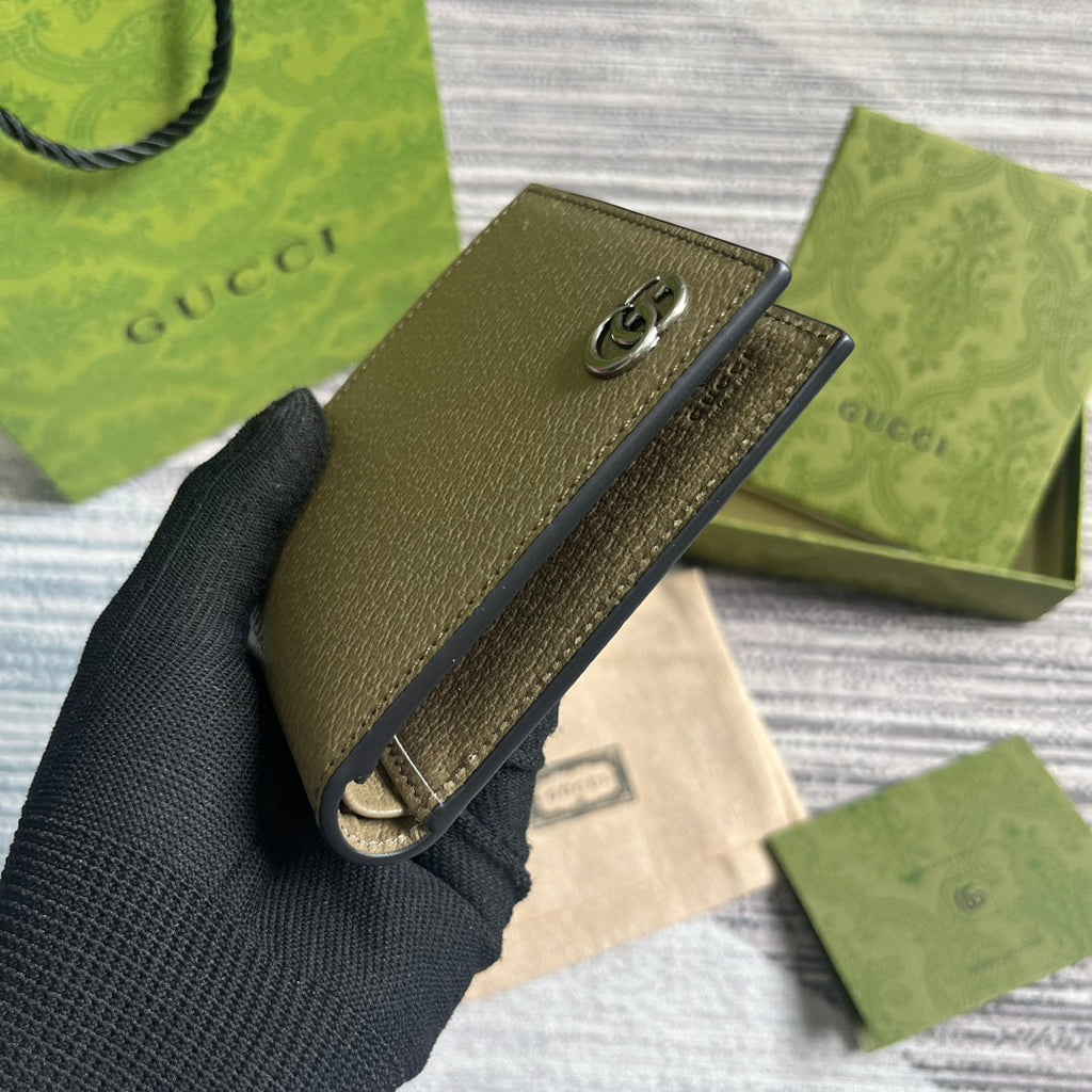 GUCCI MARMONT 11 BIFOLD WALLET IN MOCHA BROWN CALFSKIN