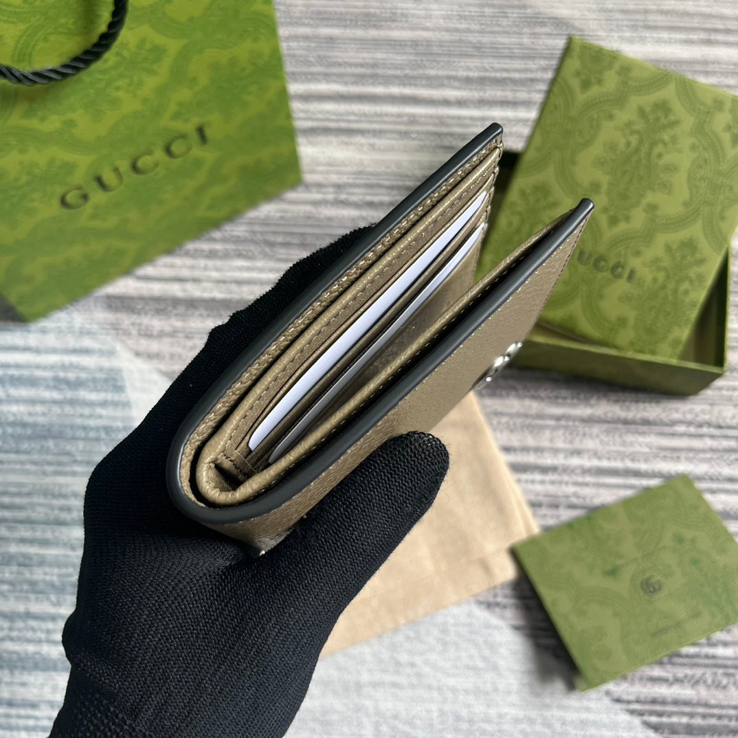 GUCCI MARMONT 11 BIFOLD WALLET IN MOCHA BROWN CALFSKIN