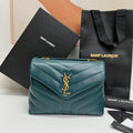 LOULOU SMALL 25 IN DEEP JUNGLE GREEN LAMBSKIN GOLD HARDWARE