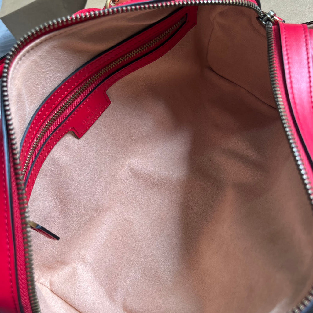 GUCCI MARMONT MATELASSE 27 HANDBAG CHERRY RED CALFSKIN