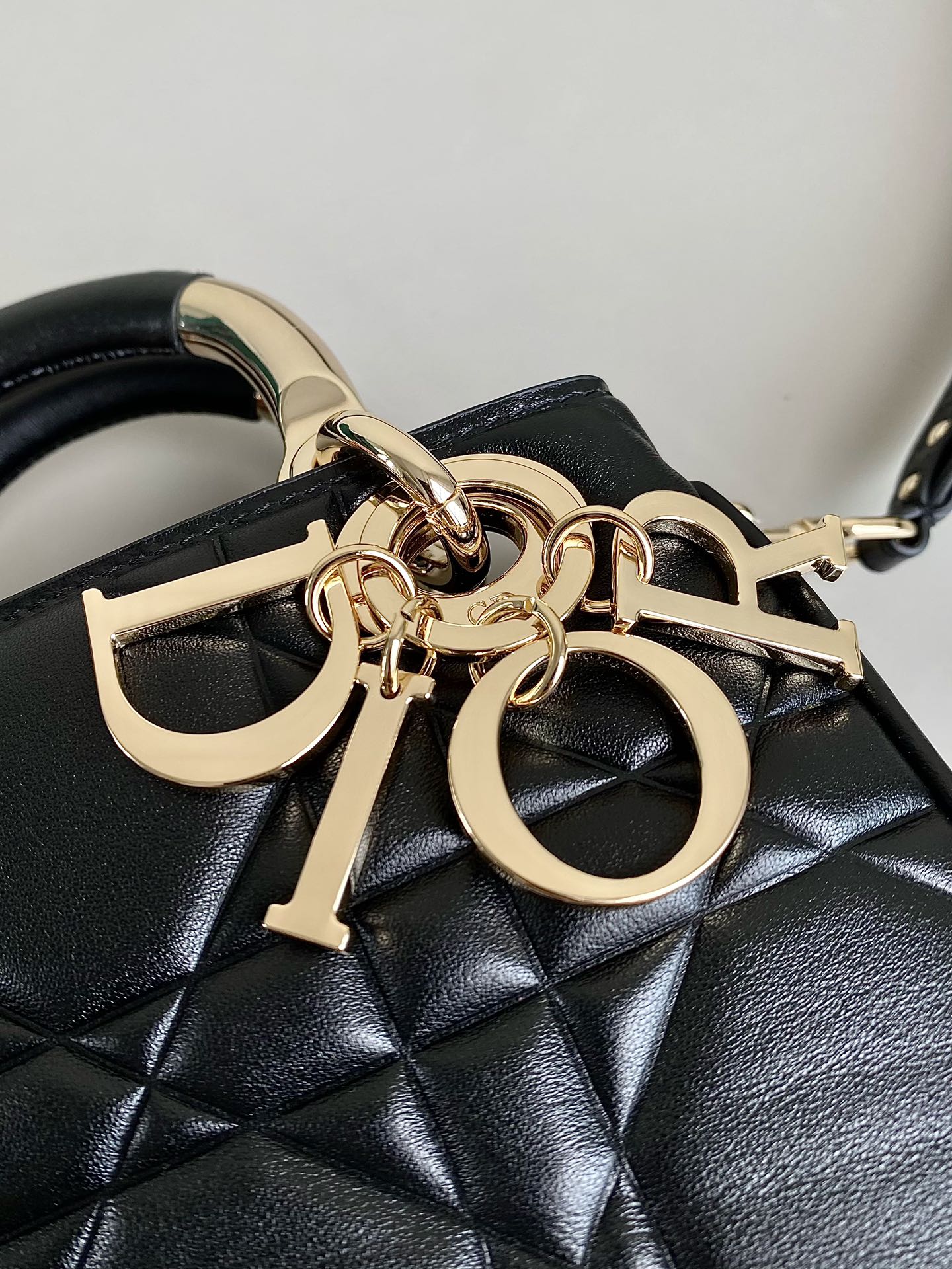 DIOR MINI LADY 19 BAG IN BLACK LAMBSKIN