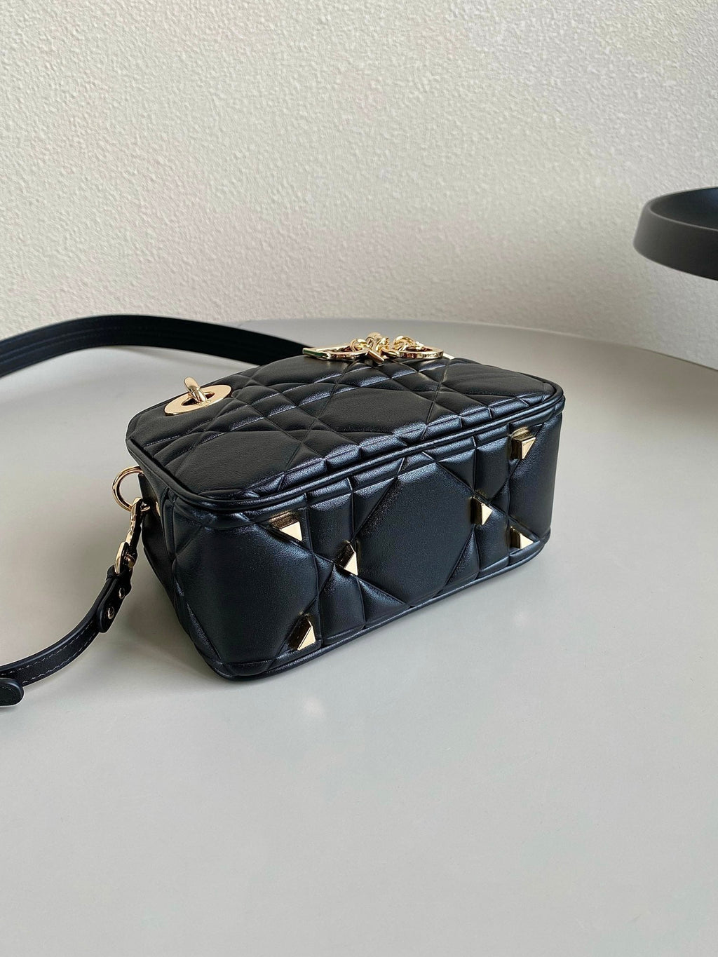 DIOR MINI LADY 19 BAG IN BLACK LAMBSKIN