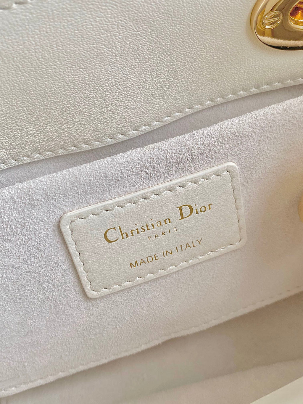 DIOR MINI LADY 19 IN WHITE LAMBSKIN