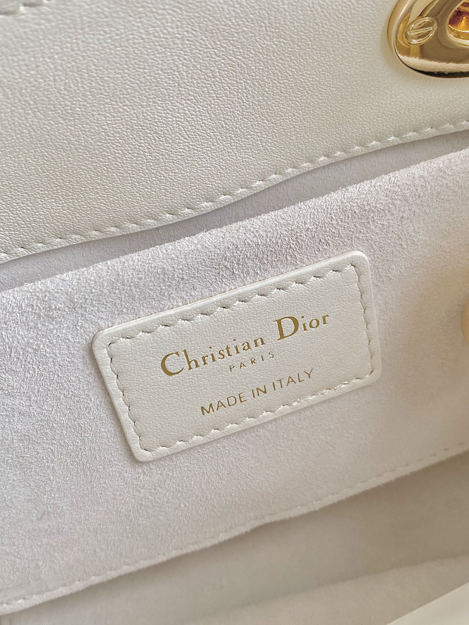 DIOR MINI LADY 19 IN WHITE LAMBSKIN