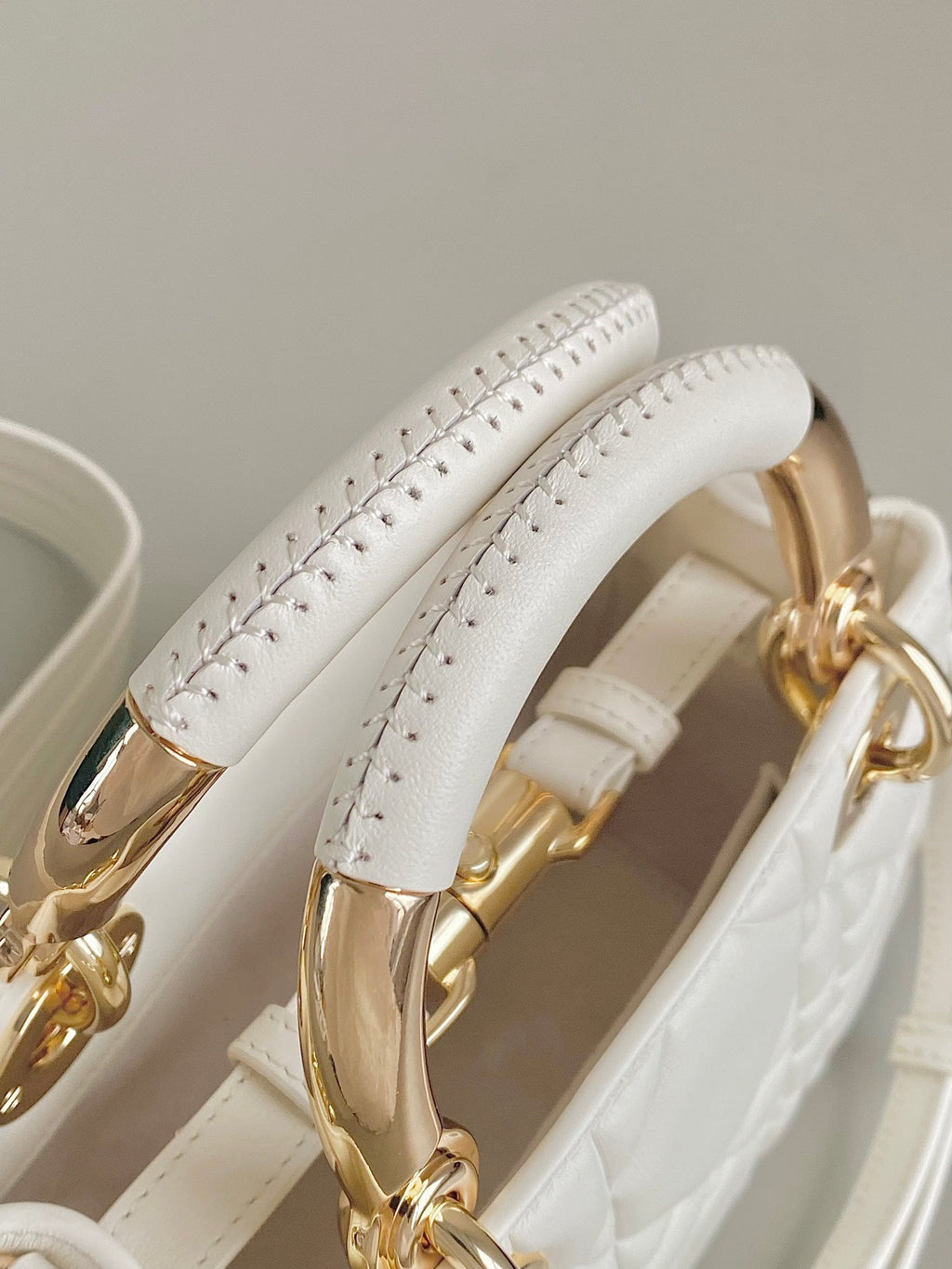 DIOR MINI LADY 19 IN WHITE LAMBSKIN