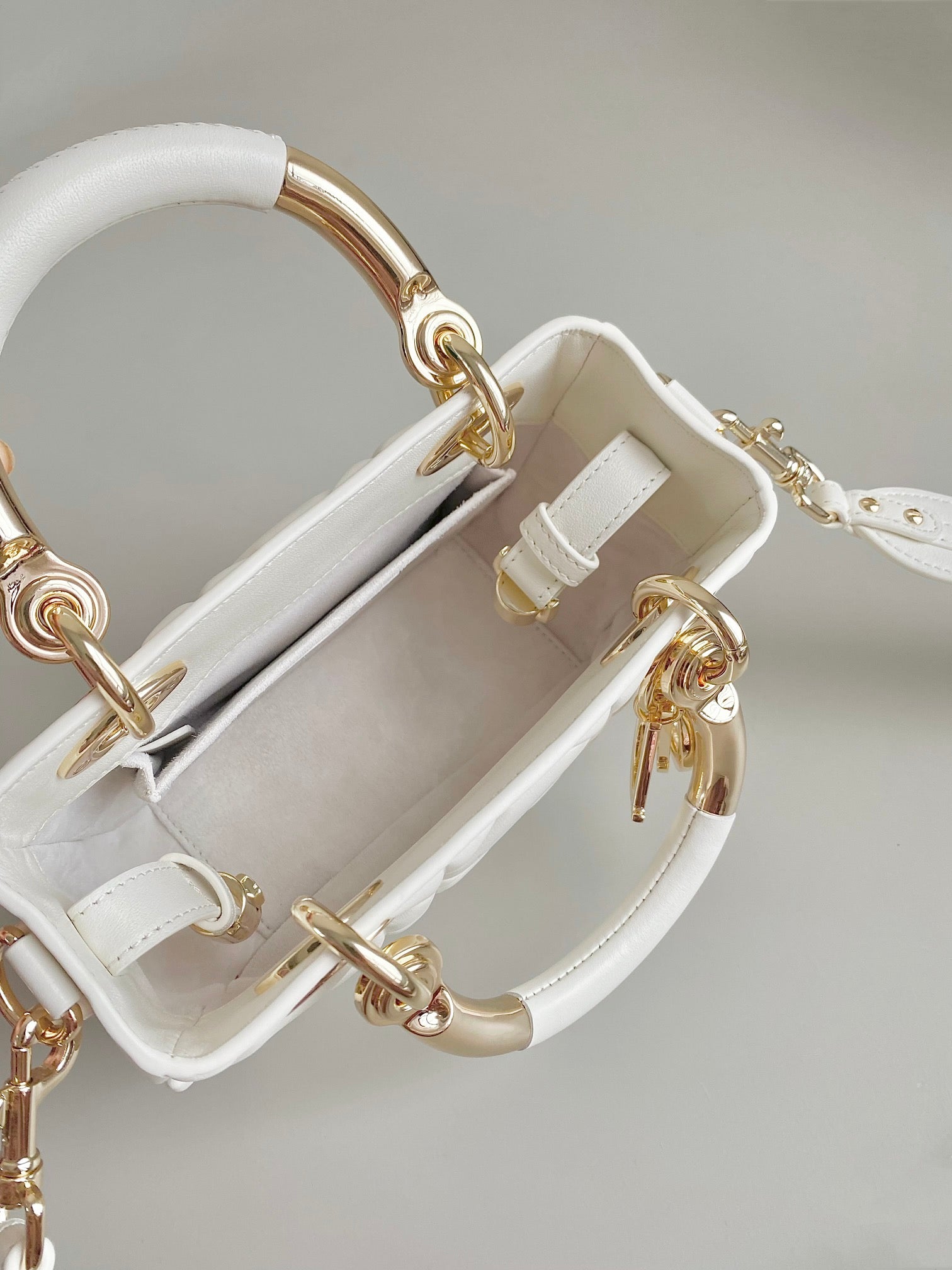 DIOR MINI LADY 19 IN WHITE LAMBSKIN