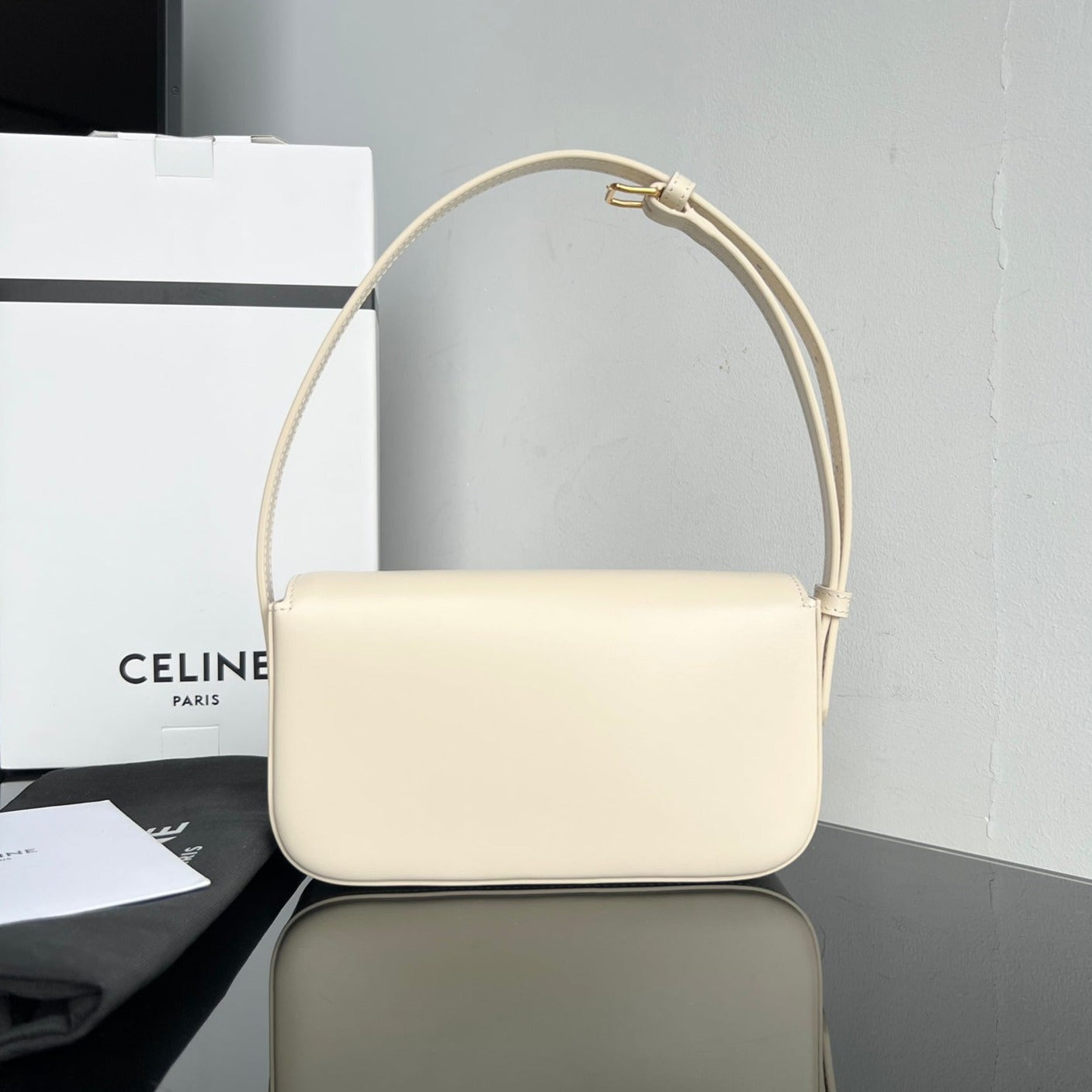 CELINE TRIOMPHE 20 WHITE CREAM CALFSKIN