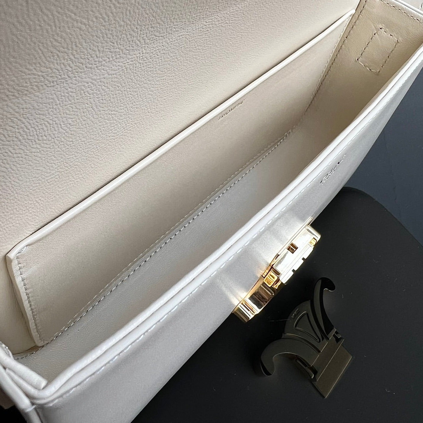 CELINE TRIOMPHE 20 WHITE CREAM CALFSKIN